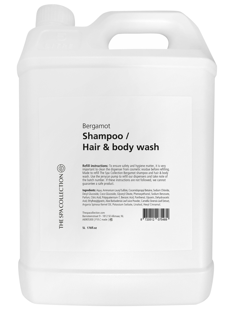 Bergamot shampoo/hair & body wash - 5 liter jerrycan in case of 2