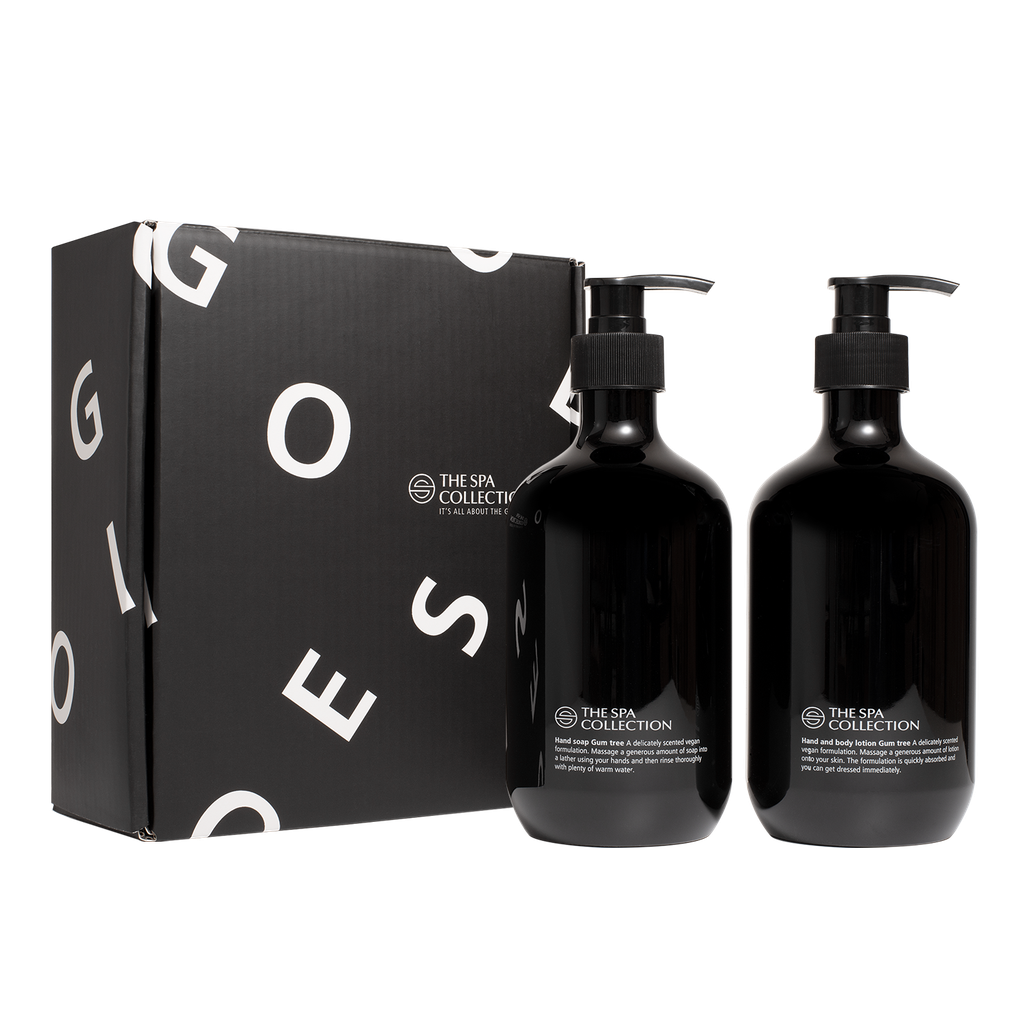 Gift set - The Spa Collection Gum Tree 475ml recycled pumpbottles in case of 10