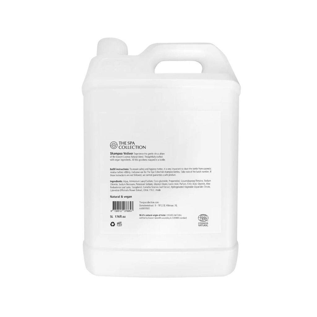 Shampoo | 5 liter jerrycan | The Spa Collection Vetiver | Ecocert Cosmos Natural in case of 2
