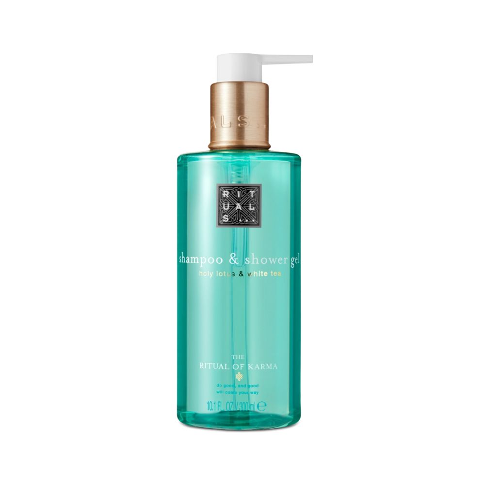 The Ritual of Karma Shampoo & Shower Gel Dispenser 300ml in case of 20 