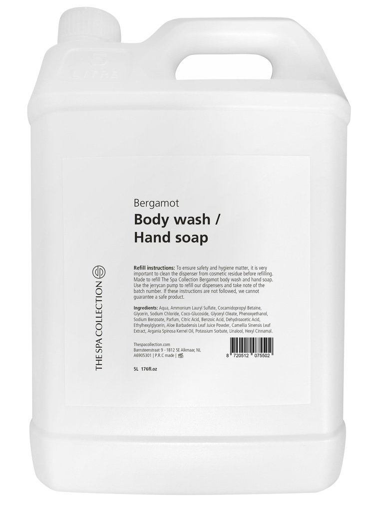 Bergamot body wash/hand soap - 5 liter jerrycan in case of 2